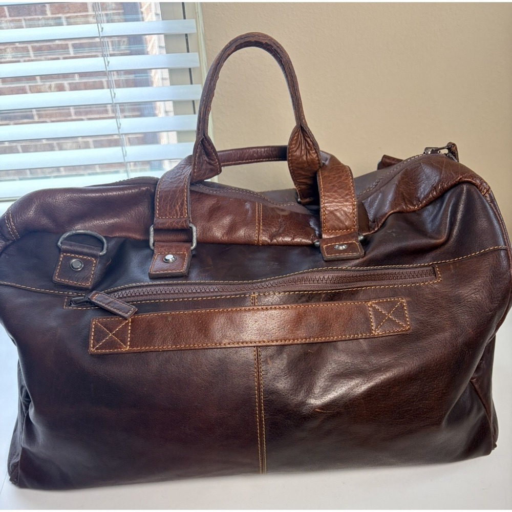 Jack Georges Weekender Duffle Bag Genuine Buffalo Leather Brown 10.5"x11"x21"